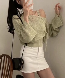 lilful（リルフル）の「ショートギャザーニット＆キャミソール（アンサンブル）」