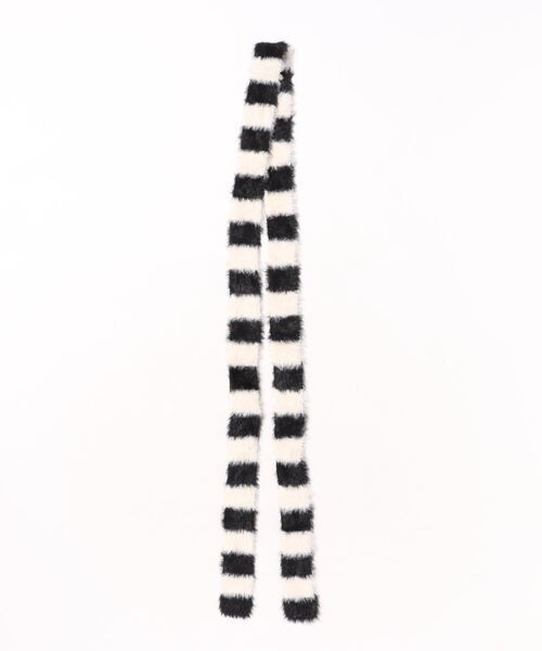 Uenui（ウニュイ）の「【 cunii 】ウォーリー ボーダーニット ミニマフラー（マフラー・レディース・パープル/ブラック/カーキ/ブルー・FREE）」の2枚目の写真