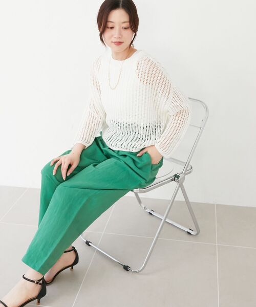 le.coeur blanc（ルクールブラン）の「《WEB限定アイテム》コットン麻ドロストイージーパンツ（その他パンツ・レディース・ブラック/ブルー/グリーン/ベージュ・38）」の21枚目の写真