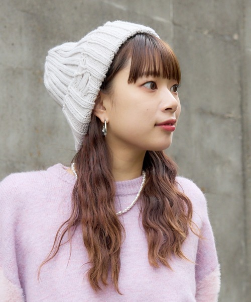 RODEO CROWNS WIDE BOWL（ロデオクラウンズワイドボウル）の「ボリュームニットワッチ（ニットキャップ/ビーニー・レディース・マジェンタ/ブラック/グレー・FREE）」の3枚目の写真