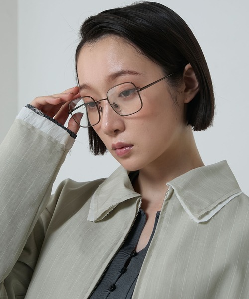 セール】Metal frame square glasses UV protection / メタル