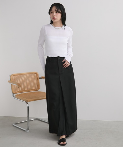 Aunt Marie's(アントマリーズ)の「ミニプリーツクロップドトップス(Tシャツ/カットソー・レディース・ホワイト/ブラック/チャコールグレー・FREE)」の13枚目の写真