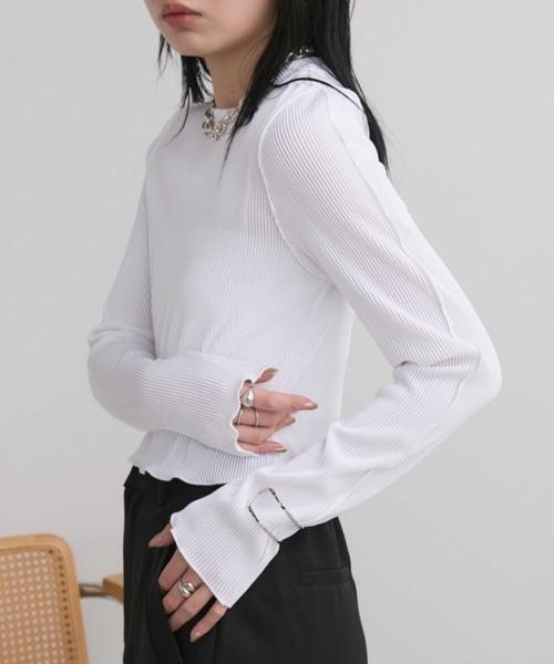 Aunt Marie's(アントマリーズ)の「ミニプリーツクロップドトップス(Tシャツ/カットソー・レディース・ホワイト/ブラック/チャコールグレー・FREE)」の9枚目の写真