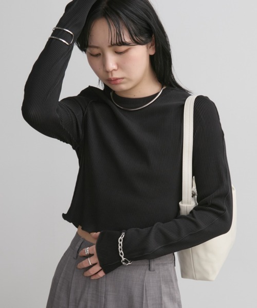 Aunt Marie's(アントマリーズ)の「ミニプリーツクロップドトップス(Tシャツ/カットソー・レディース・ホワイト/ブラック/チャコールグレー・FREE)」の17枚目の写真