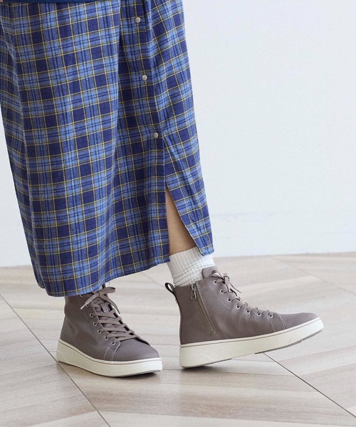 ing（イング）の「新色追加【レイン対応】ハイカット厚底スニーカー（スニーカー・レディース・ピンク/ライトベージュ/ブラック/デザートカモ・S/LL/L/M）」の4枚目の写真