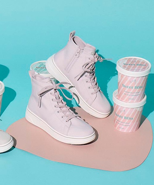 ing（イング）の「新色追加【レイン対応】ハイカット厚底スニーカー（スニーカー・レディース・ピンク/ライトベージュ/ブラック/デザートカモ・S/LL/L/M）」の6枚目の写真