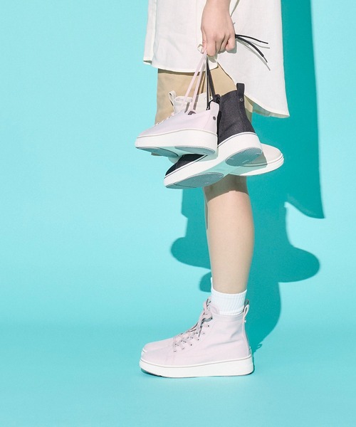 ing（イング）の「新色追加【レイン対応】ハイカット厚底スニーカー（スニーカー・レディース・ピンク/ライトベージュ/ブラック/デザートカモ・S/LL/L/M）」の5枚目の写真