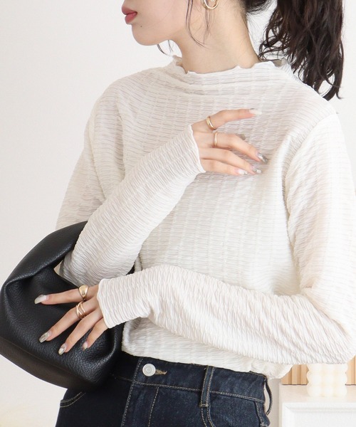 mitis(ミティス)の「mitis ランダムシャーリング ボトルネックネックロン(Tシャツ/カットソー・レディース・ブラック/イエロー/アイボリー/グレイッシュベージュ・M)」の6枚目の写真
