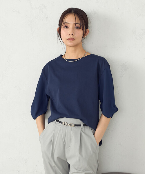 COMME CA ISM(コムサイズム)の「デザインスリーブカットソー(Tシャツ/カットソー・レディース・ミント/ネイビー/ホワイト/ブラック/カーキ・LARGE/MEDIUM)」の5枚目の写真