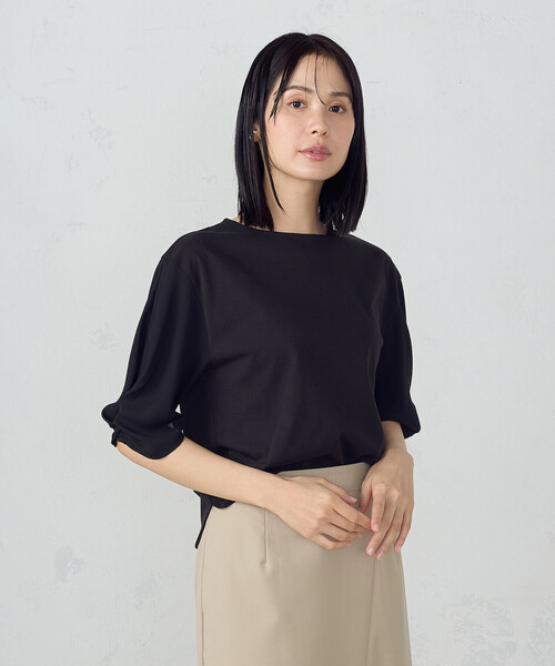 COMME CA ISM(コムサイズム)の「デザインスリーブカットソー(Tシャツ/カットソー・レディース・ミント/ネイビー/ホワイト/ブラック/カーキ・LARGE/MEDIUM)」の2枚目の写真