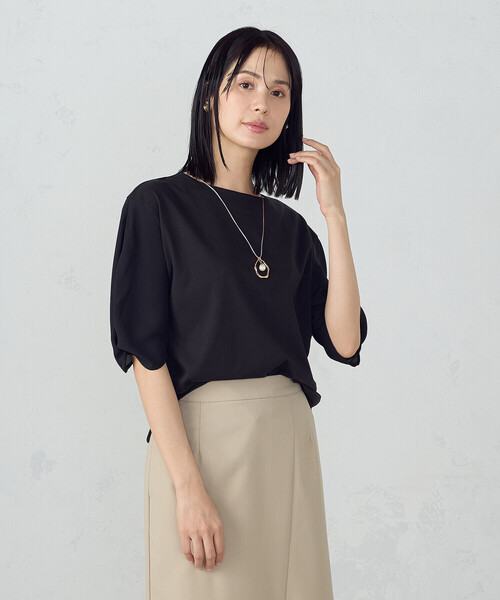 COMME CA ISM(コムサイズム)の「デザインスリーブカットソー(Tシャツ/カットソー・レディース・ミント/ネイビー/ホワイト/ブラック/カーキ・LARGE/MEDIUM)」の12枚目の写真