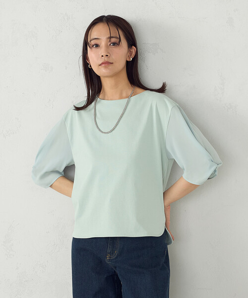 COMME CA ISM(コムサイズム)の「デザインスリーブカットソー(Tシャツ/カットソー・レディース・ミント/ネイビー/ホワイト/ブラック/カーキ・LARGE/MEDIUM)」の22枚目の写真