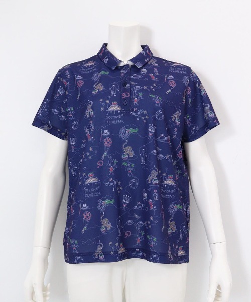 Picone CLUB(ピッコーネクラブ)の「UV冷感アートポロシャツ(ポロシャツ・レディース・ブルー/ホワイト/ピンク/ネイビー・L/M/S)」の3枚目の写真