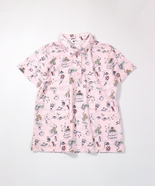 Picone CLUB(ピッコーネクラブ)の「UV冷感アートポロシャツ(ポロシャツ・レディース・ブルー/ホワイト/ピンク/ネイビー・L/M/S)」の1枚目の写真