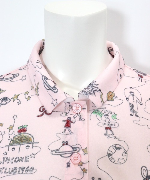 Picone CLUB(ピッコーネクラブ)の「UV冷感アートポロシャツ(ポロシャツ・レディース・ブルー/ホワイト/ピンク/ネイビー・L/M/S)」の7枚目の写真