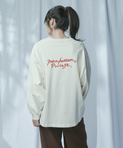 Manhattan Portage（マンハッタンポーテージ）の「Over Size T-Shirt (Women’s)（Tシャツ/カットソー・レディース・チャコールグレー/ブラウン/アイボリー・FREE）」の18枚目の写真