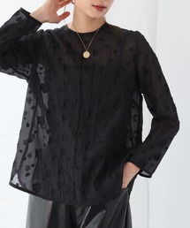 花柄シアージャガードブラウス