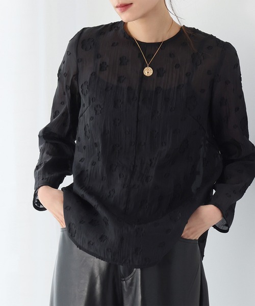 ELFRANK(エルフランク)の「花柄シアージャガードブラウス(シャツ/ブラウス・レディース・オフホワイト/ブラック・FREE)」の8枚目の写真
