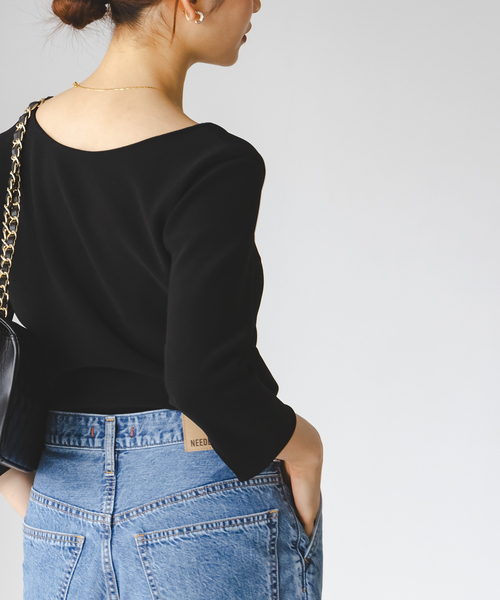 NOBLE ニットライクジョーゼット2wayブラウス 追加》ニットライクジョーゼット2wayブラウス（シャツ／ブラウス