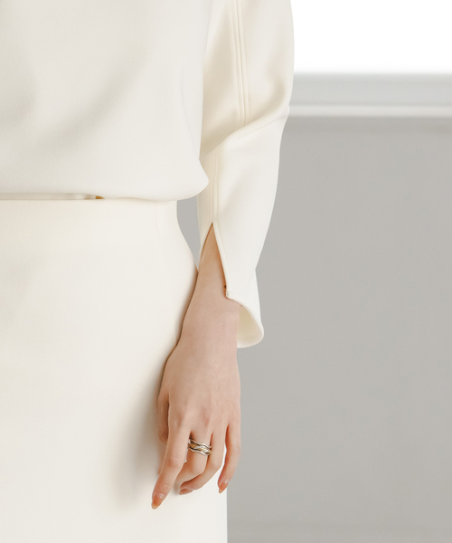 NOBLE ニットライクジョーゼット2wayブラウス 追加》ニットライクジョーゼット2wayブラウス（シャツ／ブラウス