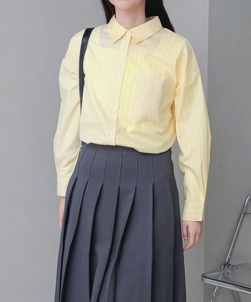 HALEY PESCA（ヘーリーペスカ）の「HALEY PESCA/クレイジーパターン　ストライプシャツ（シャツ/ブラウス・レディース・ブルー/ネイビー/ピンク/イエロー・MEDIUM）」の3枚目の写真