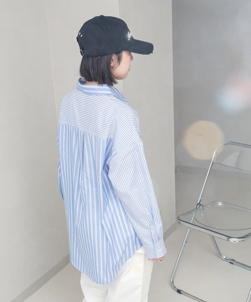 HALEY PESCA（ヘーリーペスカ）の「HALEY PESCA/クレイジーパターン　ストライプシャツ（シャツ/ブラウス・レディース・ブルー/ネイビー/ピンク/イエロー・MEDIUM）」の2枚目の写真