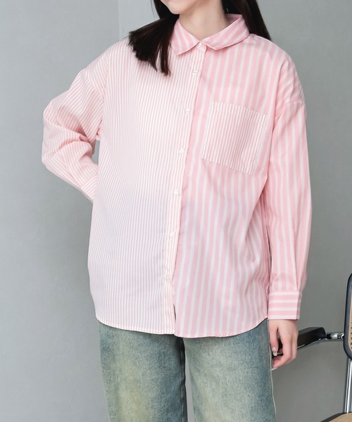 HALEY PESCA（ヘーリーペスカ）の「HALEY PESCA/クレイジーパターン　ストライプシャツ（シャツ/ブラウス・レディース・ブルー/ネイビー/ピンク/イエロー・MEDIUM）」の12枚目の写真