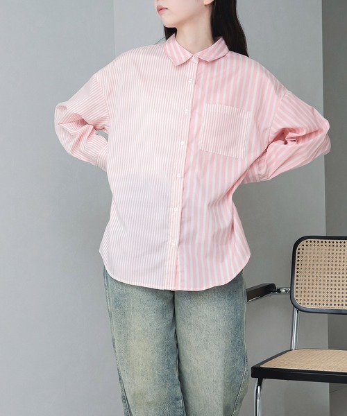 HALEY PESCA（ヘーリーペスカ）の「HALEY PESCA/クレイジーパターン　ストライプシャツ（シャツ/ブラウス・レディース・ブルー/ネイビー/ピンク/イエロー・MEDIUM）」の15枚目の写真