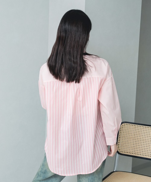 HALEY PESCA（ヘーリーペスカ）の「HALEY PESCA/クレイジーパターン　ストライプシャツ（シャツ/ブラウス・レディース・ブルー/ネイビー/ピンク/イエロー・MEDIUM）」の17枚目の写真