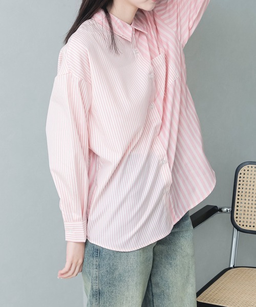 HALEY PESCA（ヘーリーペスカ）の「HALEY PESCA/クレイジーパターン　ストライプシャツ（シャツ/ブラウス・レディース・ブルー/ネイビー/ピンク/イエロー・MEDIUM）」の16枚目の写真