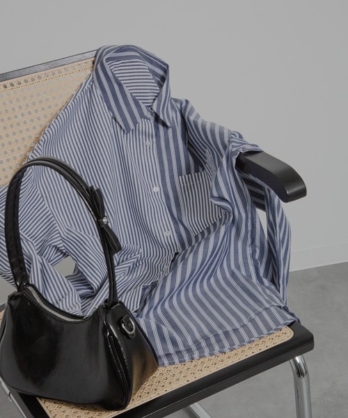 HALEY PESCA（ヘーリーペスカ）の「HALEY PESCA/クレイジーパターン　ストライプシャツ（シャツ/ブラウス・レディース・ブルー/ネイビー/ピンク/イエロー・MEDIUM）」の5枚目の写真