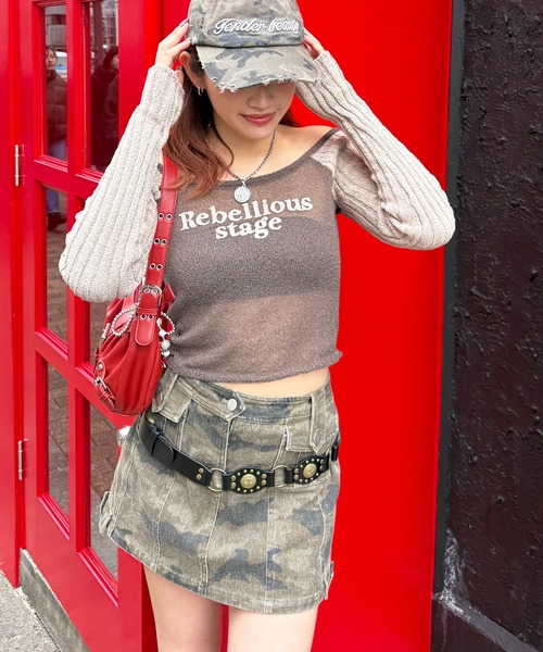 SPIRALGIRL（スパイラルガール）の「ラグランシアーニット（ニット/セーター・レディース・ブラウン/ピンク/ブラック・FREE）」の22枚目の写真