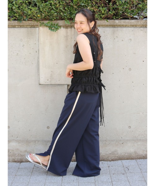 Ungrid ラインデザインラフタックパンツ ネイビー セール】ラインデザインラフタックパンツ（その他パンツ