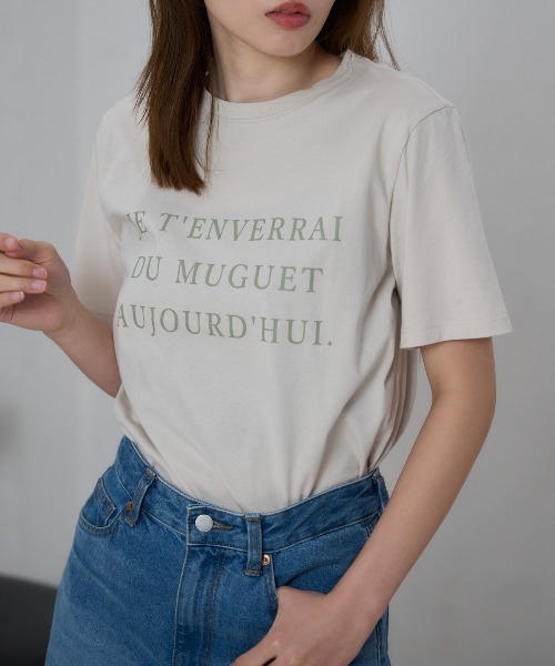 TRIANGLE PALETTE(トライアングルパレット)の「フロントロゴ 半袖サイロTシャツ/コットンTシャツ(Tシャツ/カットソー・レディース・ホワイト/ベージュ/ブラック・FREE)」の3枚目の写真