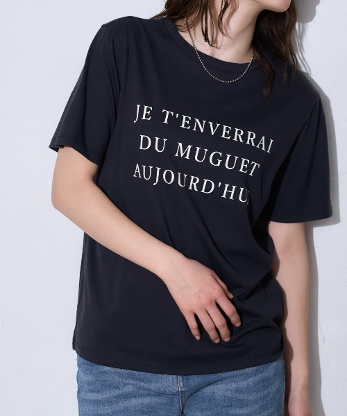 TRIANGLE PALETTE(トライアングルパレット)の「フロントロゴ 半袖サイロTシャツ/コットンTシャツ(Tシャツ/カットソー・レディース・ホワイト/ベージュ/ブラック・FREE)」の2枚目の写真