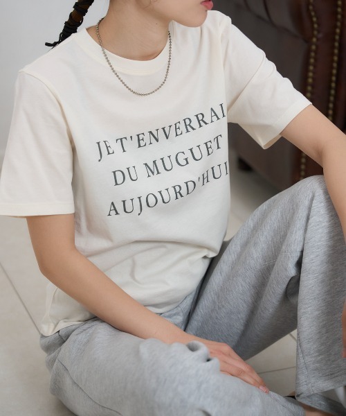 TRIANGLE PALETTE(トライアングルパレット)の「フロントロゴ 半袖サイロTシャツ/コットンTシャツ(Tシャツ/カットソー・レディース・ホワイト/ベージュ/ブラック・FREE)」の16枚目の写真