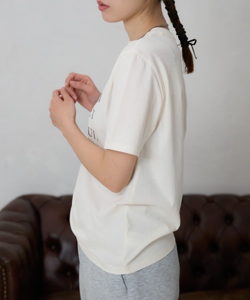 TRIANGLE PALETTE(トライアングルパレット)の「フロントロゴ 半袖サイロTシャツ/コットンTシャツ(Tシャツ/カットソー・レディース・ホワイト/ベージュ/ブラック・FREE)」の20枚目の写真
