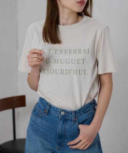 TRIANGLE PALETTE(トライアングルパレット)の「フロントロゴ 半袖サイロTシャツ/コットンTシャツ(Tシャツ/カットソー・レディース・ホワイト/ベージュ/ブラック・FREE)」の7枚目の写真