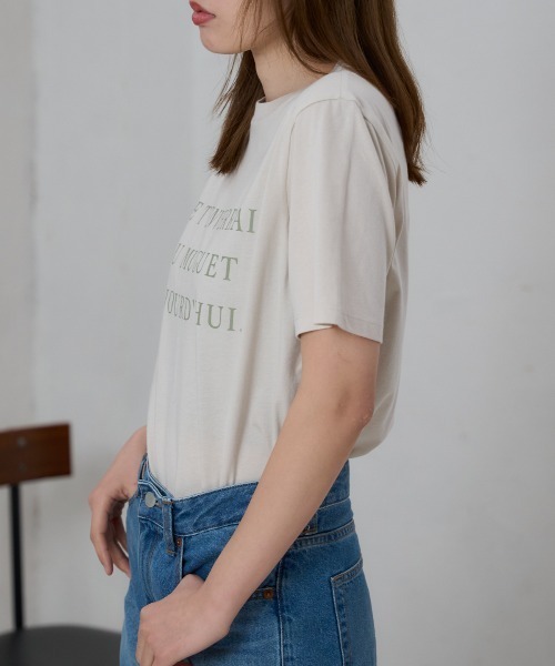 TRIANGLE PALETTE(トライアングルパレット)の「フロントロゴ 半袖サイロTシャツ/コットンTシャツ(Tシャツ/カットソー・レディース・ホワイト/ベージュ/ブラック・FREE)」の11枚目の写真