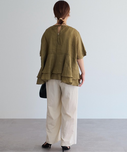 PUAL CE CIN(ピュアルセシン)の「【@sein___000企画】ラミー2枚重ね後ろリボンペプラムブラウス(シャツ/ブラウス・レディース・スミクロ/オリーブ/オフホワイト/ブルー・FREE)」の22枚目の写真