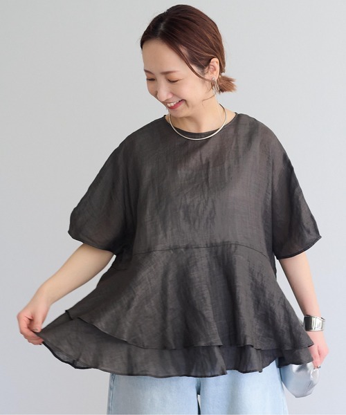 sein___000企画】ラミー2枚重ね後ろリボンペプラムブラウス