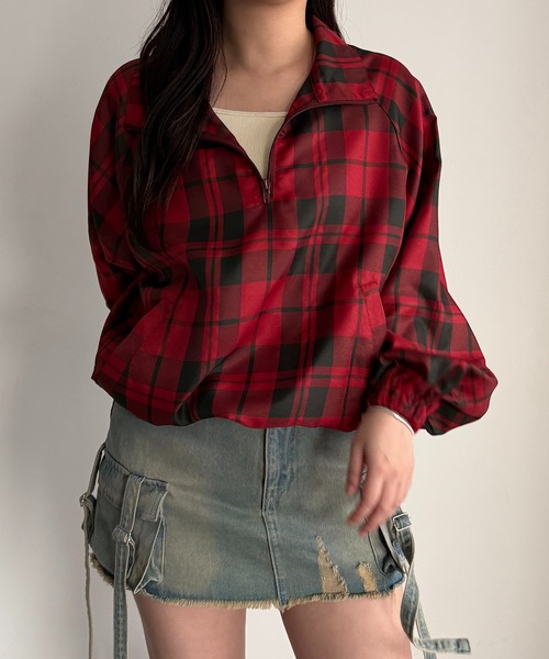 apres jour mignon（アプレジュールミニョン）の「ハーフジッププルオーバー【ZOZOTOWN限定アイテム】（Tシャツ/カットソー・レディース・レッド/ネイビー/グリーン系その他/ブラック・フリー/X-LARGE）」の4枚目の写真