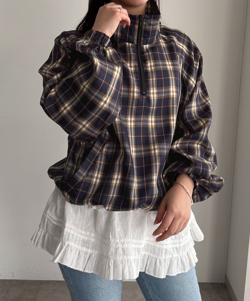 apres jour mignon（アプレジュールミニョン）の「ハーフジッププルオーバー【ZOZOTOWN限定アイテム】（Tシャツ/カットソー・レディース・レッド/ネイビー/グリーン系その他/ブラック・フリー/X-LARGE）」の10枚目の写真