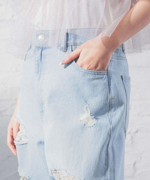 Honeys（ハニーズ）の「ダメージデニムパンツ（デニムパンツ・レディース・ブルー系その他2/ブルー系その他3/ブラック系その他・L/M/S/SS/3L/LL）」の14枚目の写真