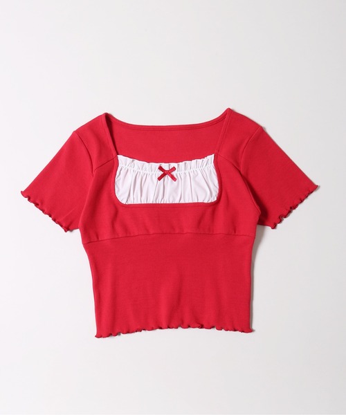 PHILLY(フィリー)の「【PHILLY】フリルレイヤードリブトップス(Tシャツ/カットソー・レディース・グレー/ブラック/レッド・FREE)」の20枚目の写真