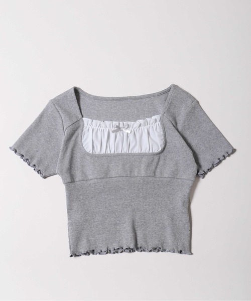 PHILLY(フィリー)の「【PHILLY】フリルレイヤードリブトップス(Tシャツ/カットソー・レディース・グレー/ブラック/レッド・FREE)」の19枚目の写真