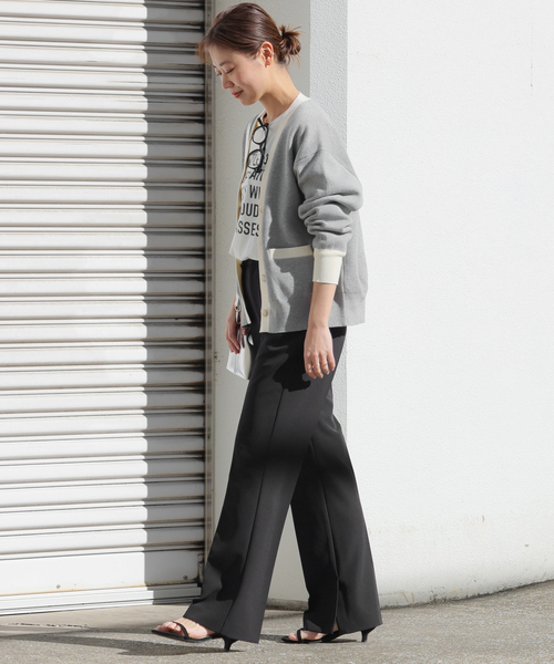 JOURNAL STANDARD relume（ジャーナルスタンダード　レリューム）の「《WEB限定追加》ダブルニットコントラストカーディガン（カーディガン/ボレロ・レディース・ネイビー/チャコールグレー・FREE）」の3枚目の写真