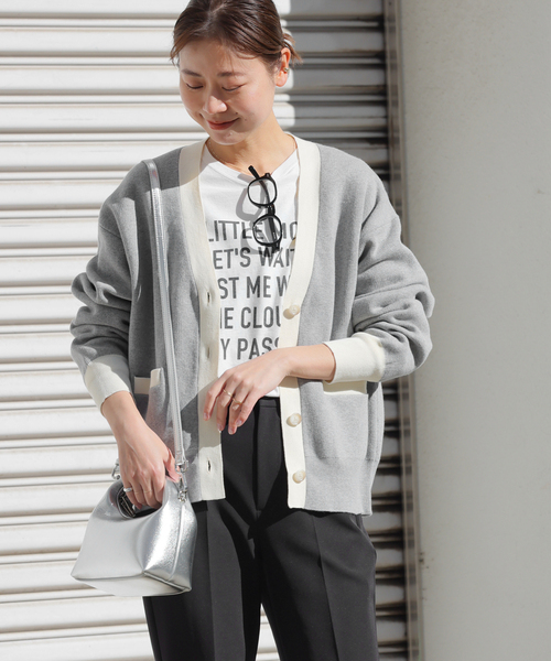 WEB限定追加》ダブルニットコントラストカーディガン