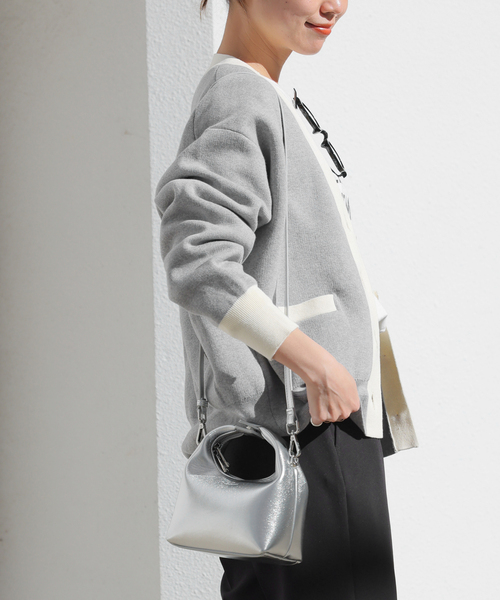 JOURNAL STANDARD relume（ジャーナルスタンダード　レリューム）の「《WEB限定追加》ダブルニットコントラストカーディガン（カーディガン/ボレロ・レディース・ネイビー/チャコールグレー・FREE）」の8枚目の写真