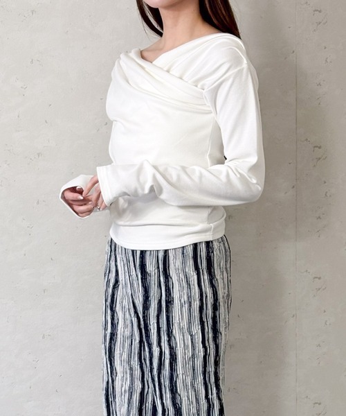 Per sist ence(パーシエンス)の「スムース天竺オフショルプルオーバー(Tシャツ/カットソー・レディース・ブラウン/オフホワイト/グレー/ブラック・FREE)」の21枚目の写真